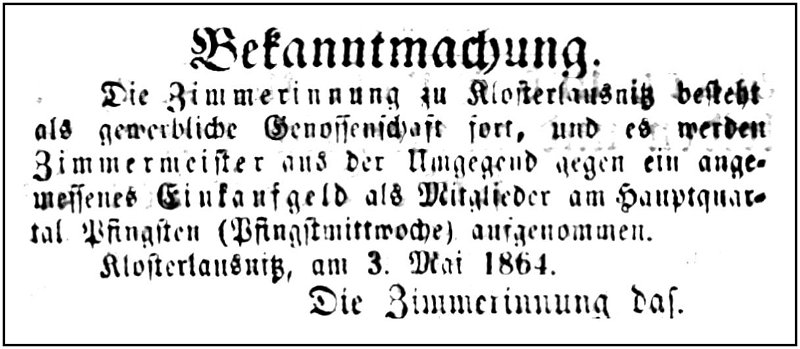 1864-05-03 Kl Zimmerinnung